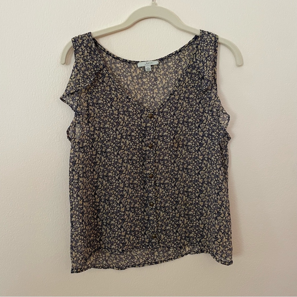 Sheer Floral button down tank small